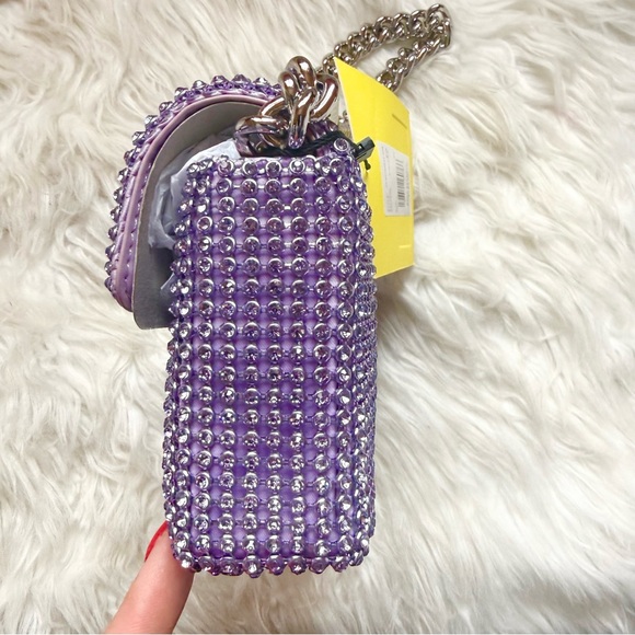 New! MARC JACOBS The Rhinestone J Marc Logo Crystal Shoulder Bag in Wisteria - Picture 10 of 13